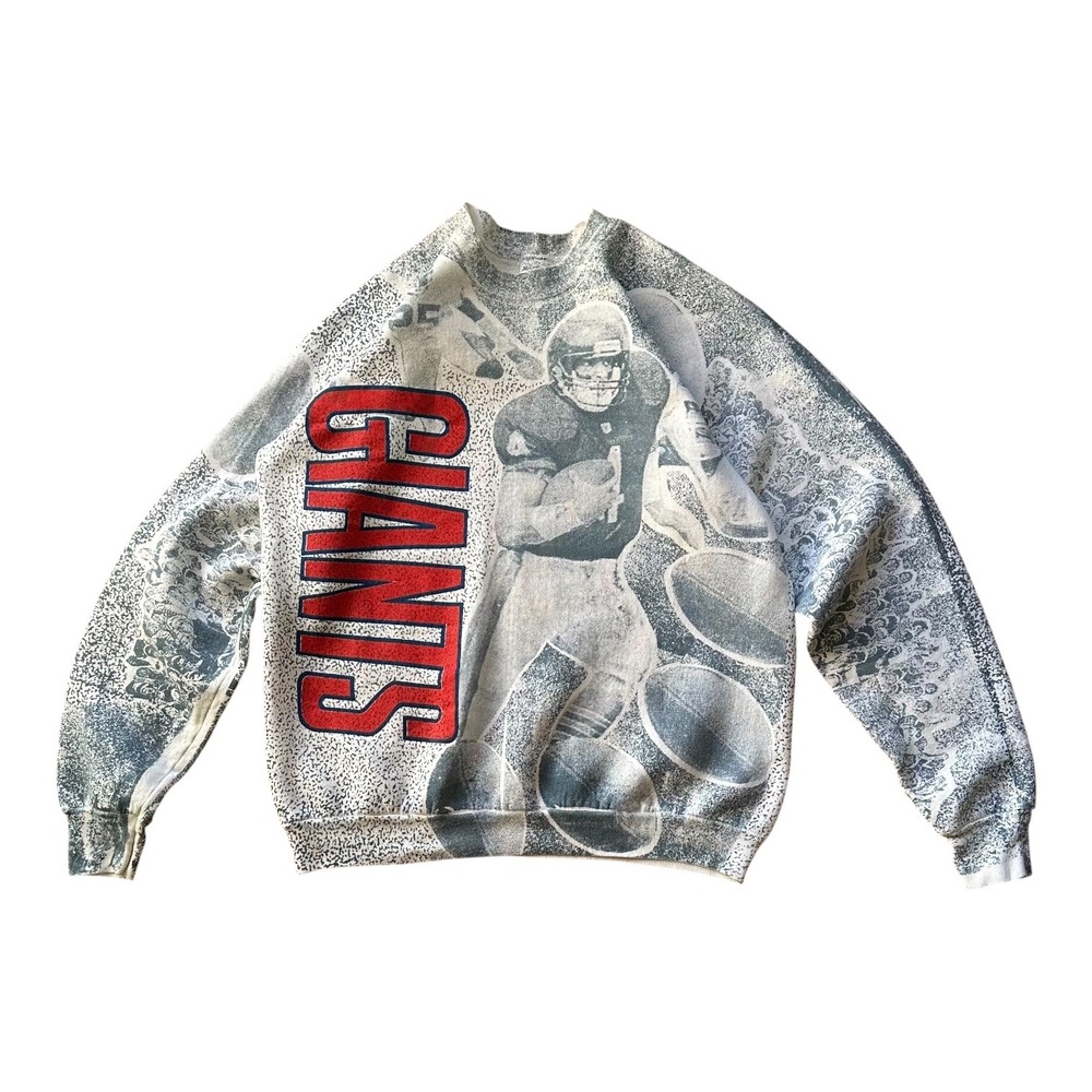 Vintage NY Giants 90s All Over Print Sweatshirt Fruit of the Loom XL Made in USA